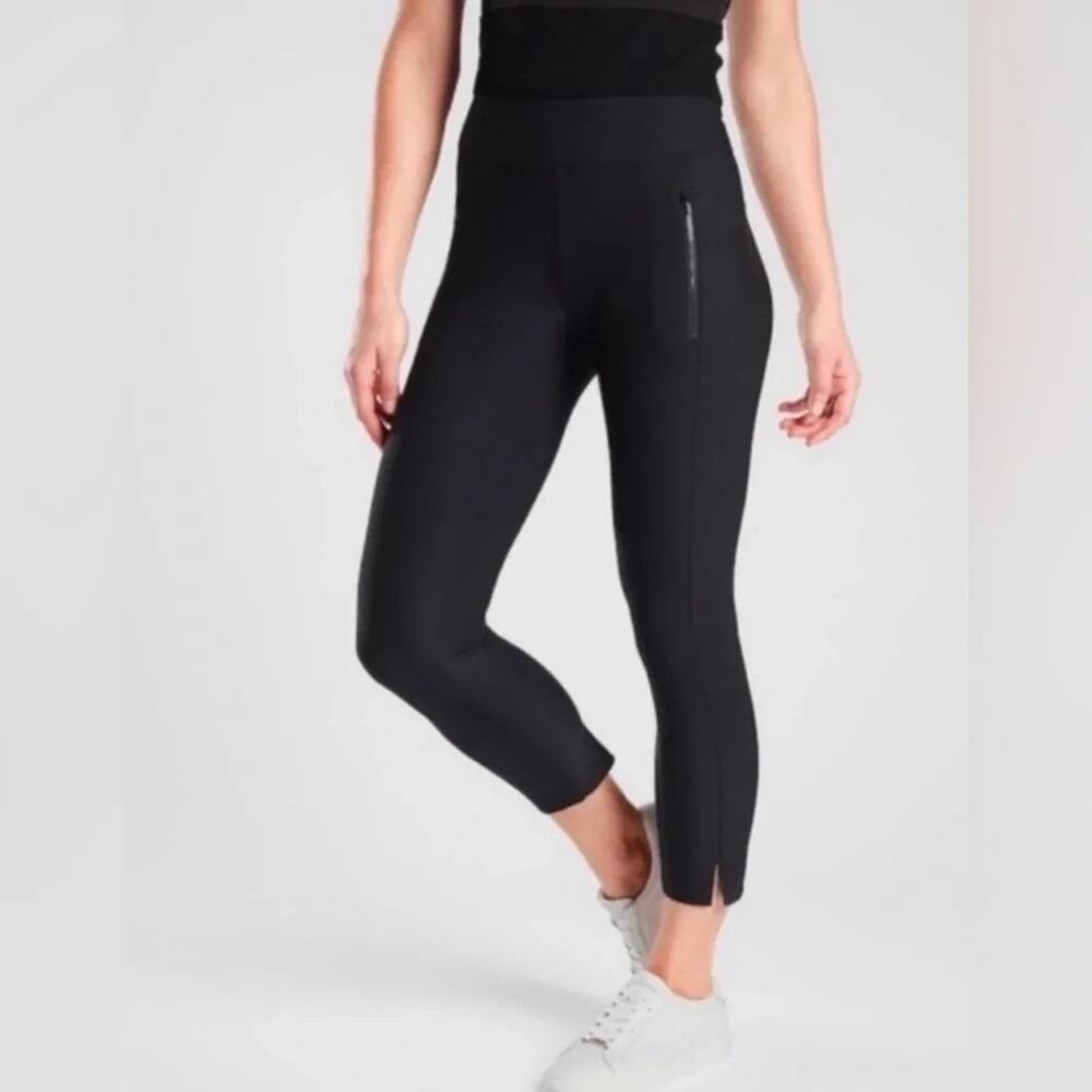 Athleta Women's Stellar Zipper Side Pockets Crop Pants - Black - Size Small